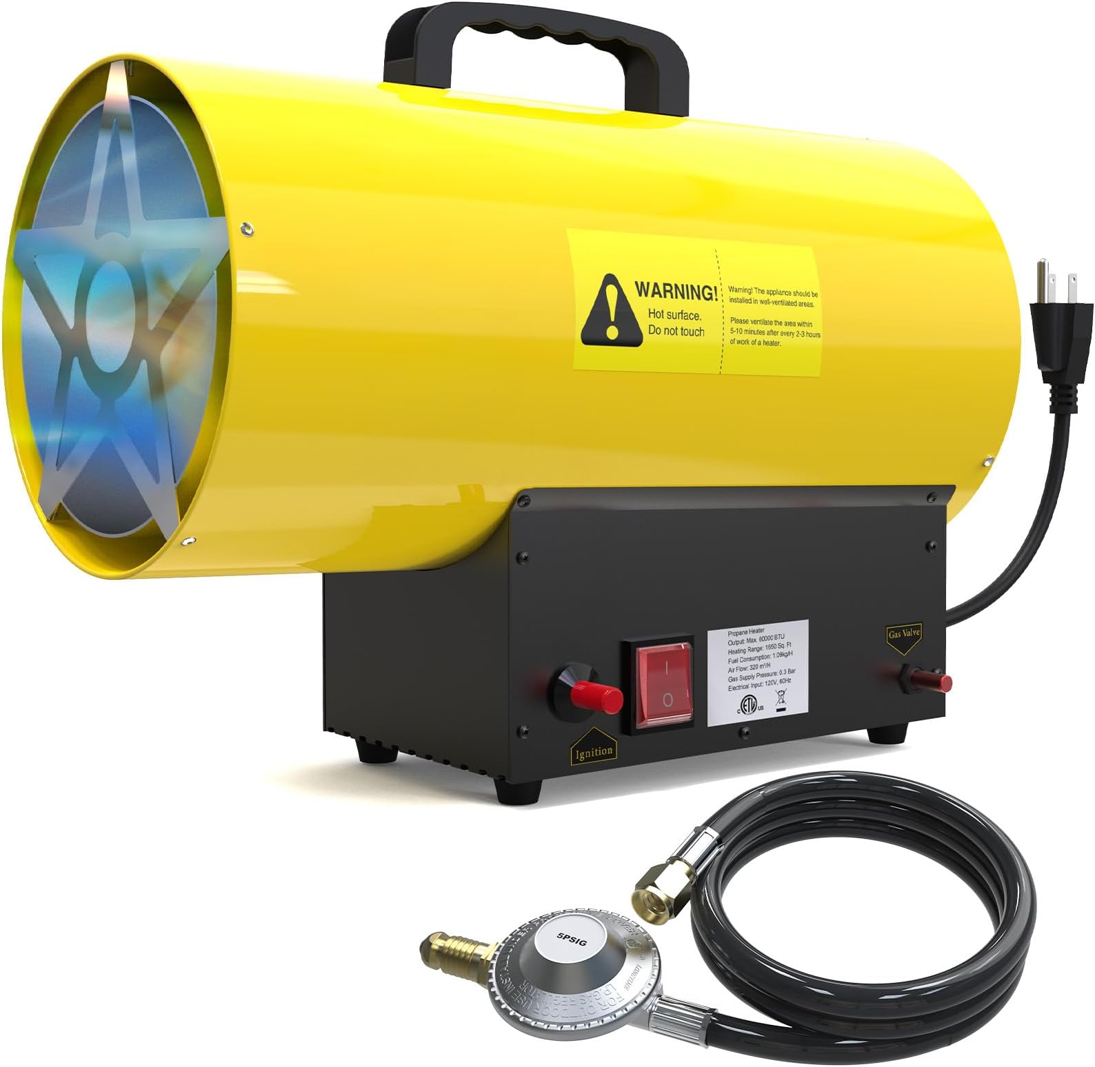 Camping Heater Mua 125,000 BTU Forced Air Propane Heater, Portable