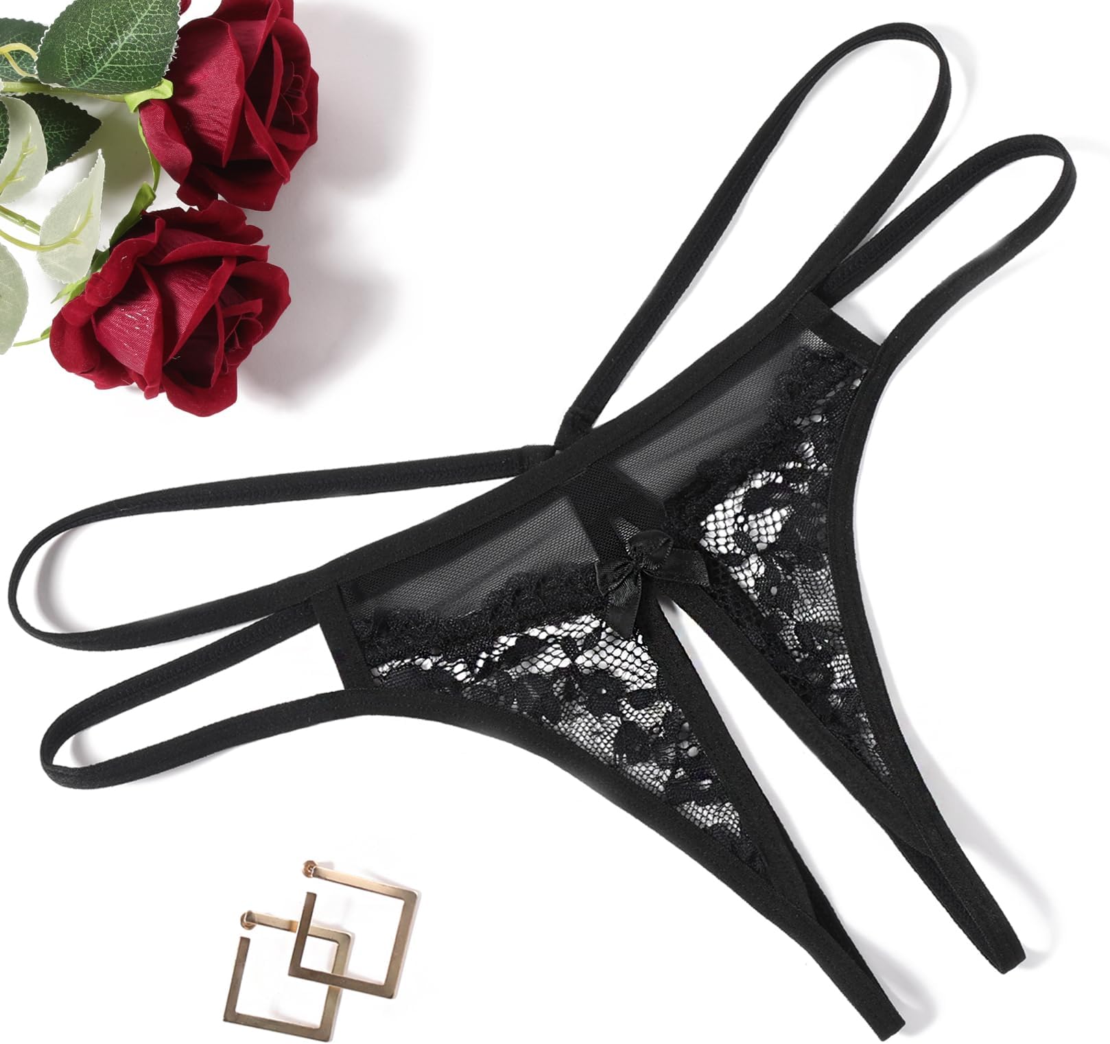 Women Lace Panties Floral Lace Briefs Mesh Hollow Out G-String Thongs T-back Underwear 1-4 Pack