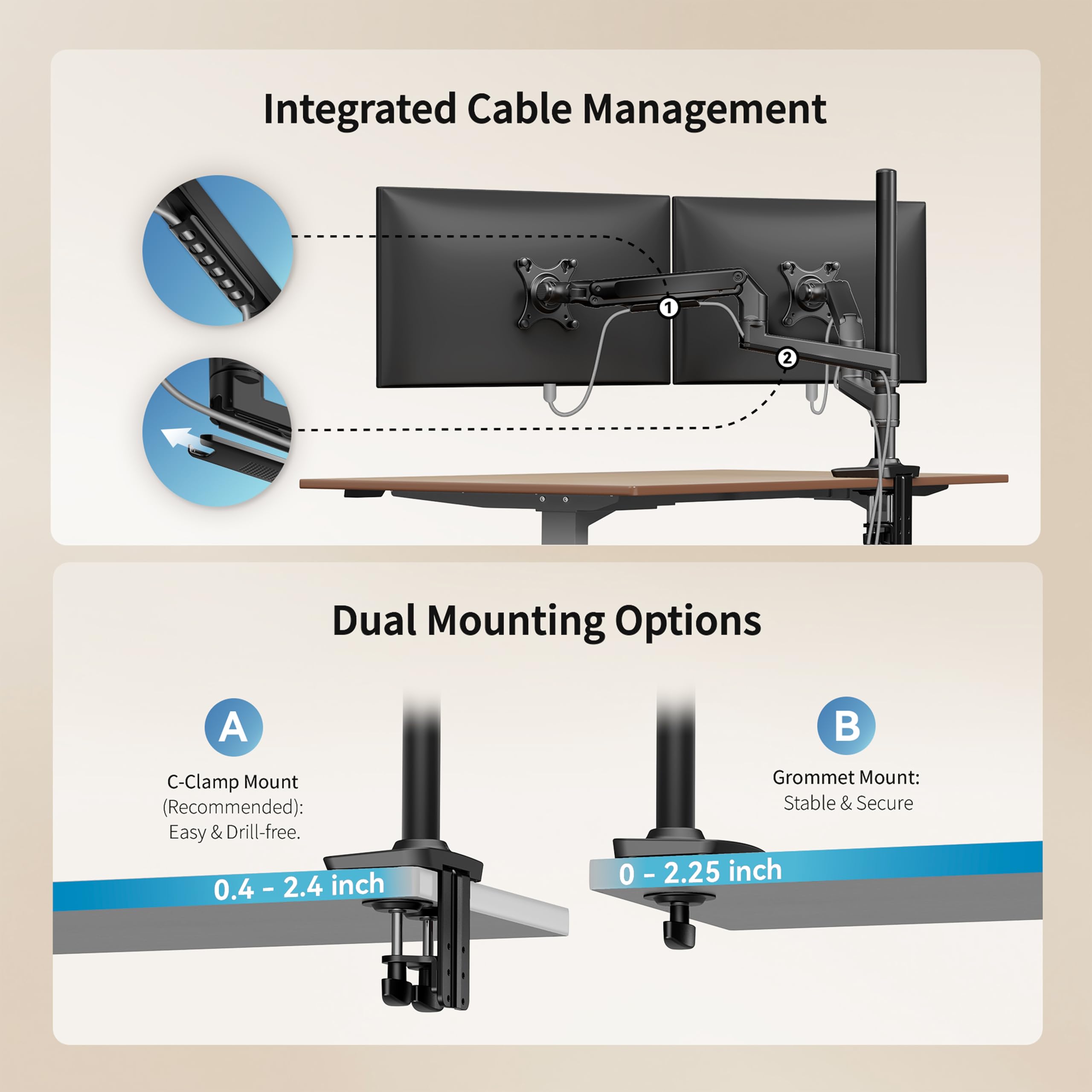 Amazon.com: Ergounion Dual Monitor Mount, Holds Screens up to 40