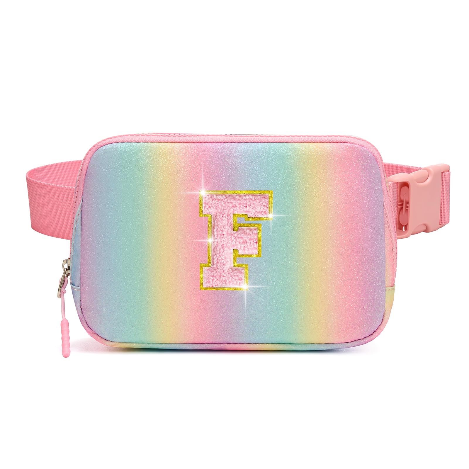 Graduation Birthday Gifts for 5 6 7 8 9 10 11 12 Year Old Her Girl Teens Kids, Glitter Initial Letter Fanny Pack for Girls Travel Essential,