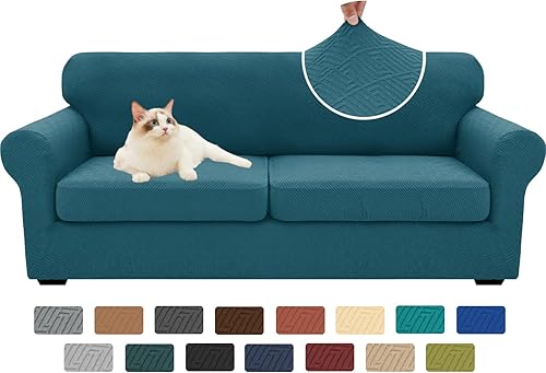Miniatura 73 de XINEAGE - Fundas para sofá de 3 piezas, para sofá de 2 cojines extragrandes, funda súper elástica para sofá de 2 asientos, funda universal para sofá