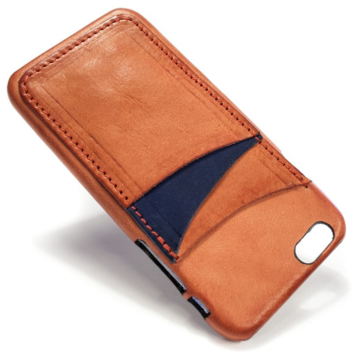 iPhone 6S or 6 4.7" Display Leather Back Case with 3 Credit Card slots Vertical made by italian vegetable tanned leather. (art. IP6-13-V)