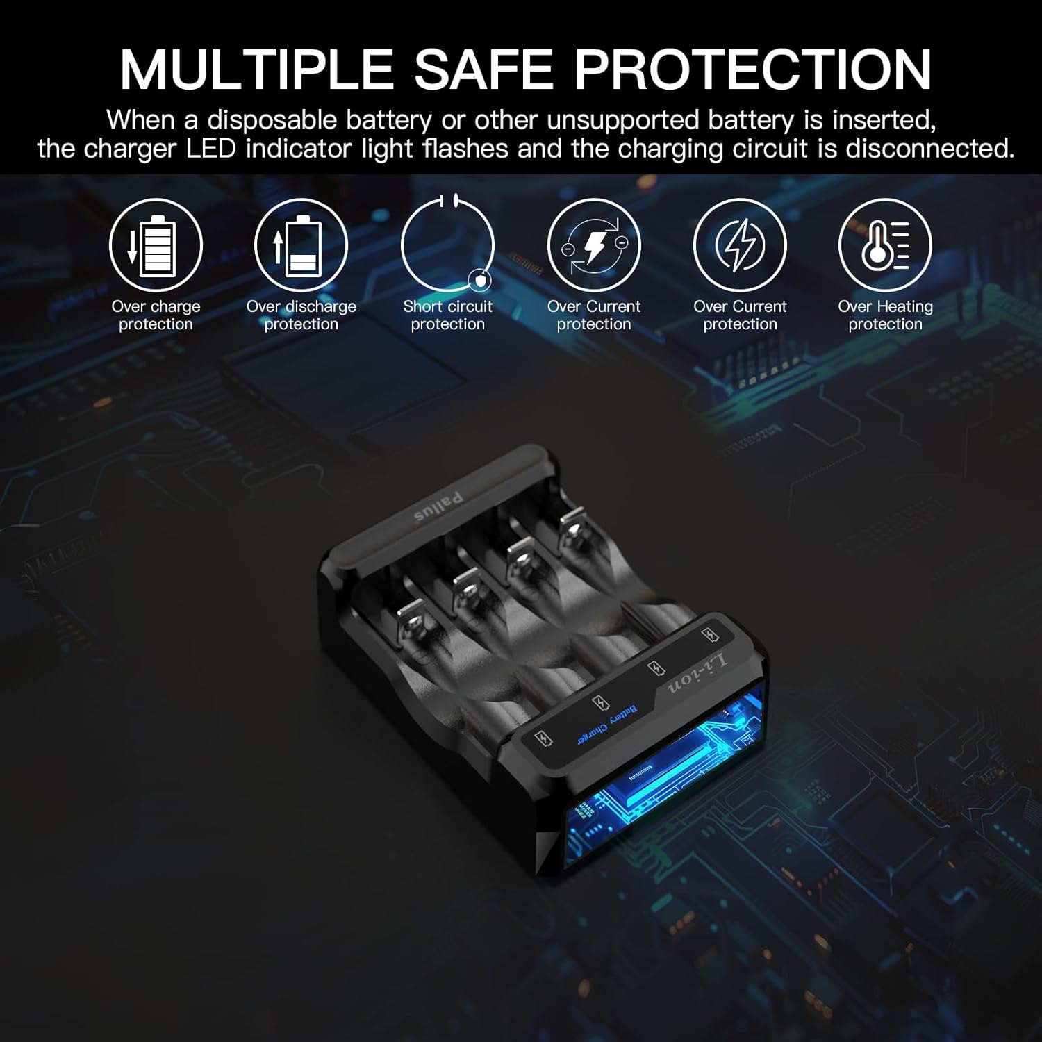 Pallus Lithium Rechargeable AA Batteries with Fast Charger - 12 Pack Long Lasting Double A Battery, Standard Size AA Batteries, High Capacity AA Rechargeable Batteries for Blink Camera, Cycles 1600x