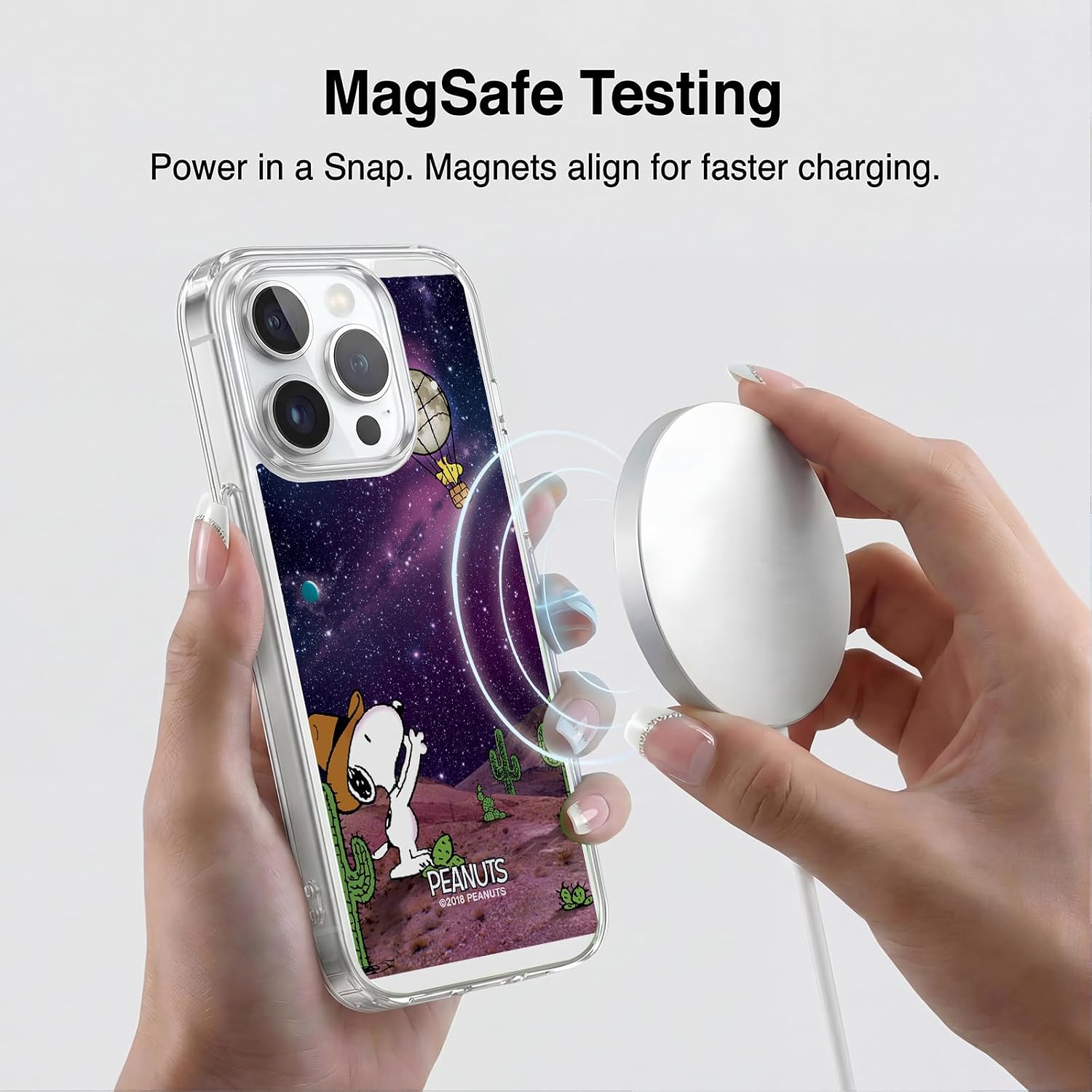 Head Case Designs Officially Licensed Peanuts Nebula Balloon Woodstock Snoopy Space Cowboy Gel Case [Military Grade Protection] Compatible with Apple iPhone 16 Pro and Compatible with MagSafe