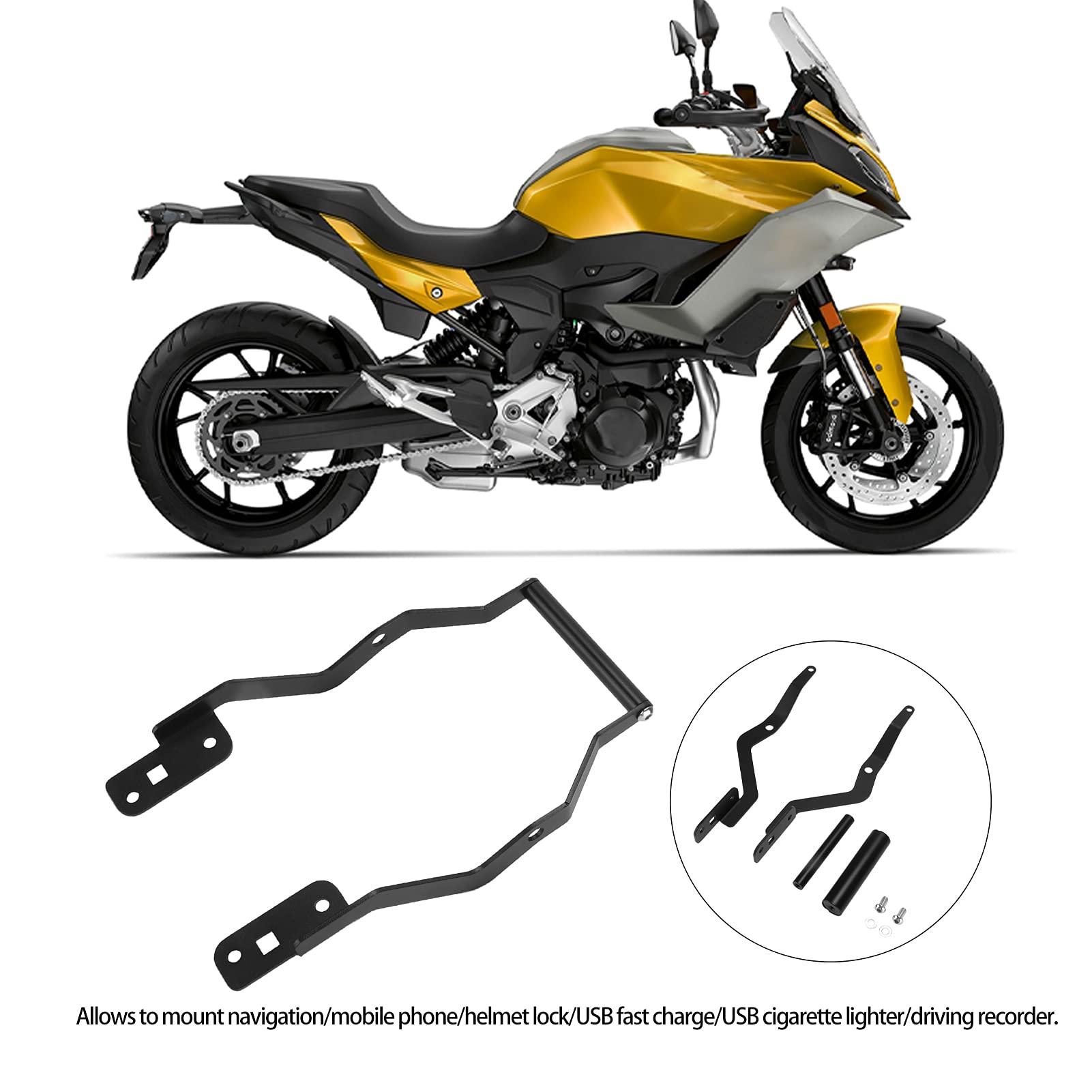 Uchwyt GPS, Motocyklowy Uchwyt Montażowy GPS Zamiennik Stojaka na Telefon Komórkowy do F900R F900XR 2020-2021 (czarny)