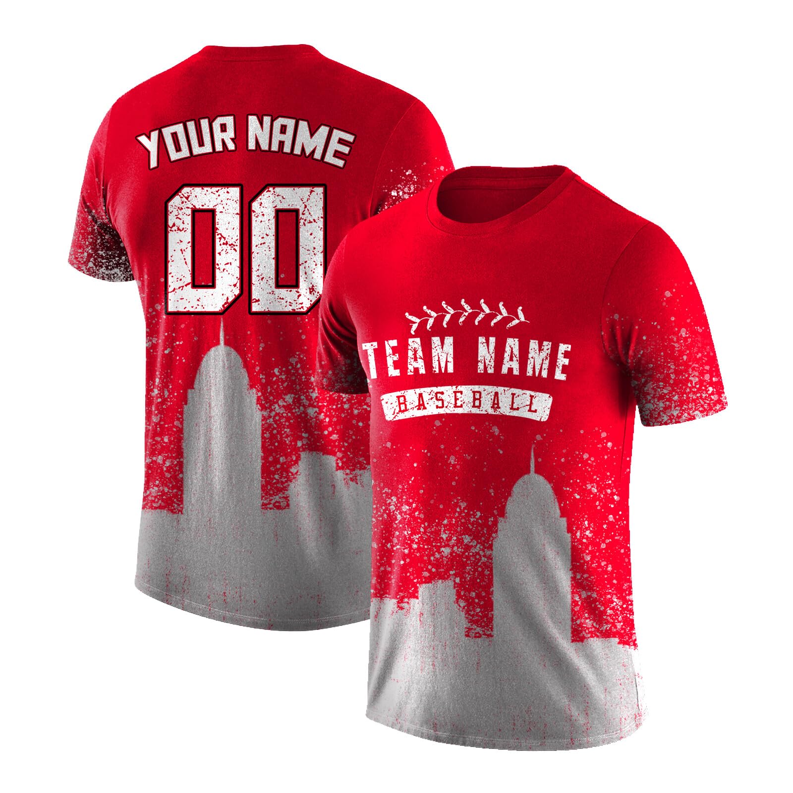 City Custom Baseball T-Shirt Team Graffiti Personalized Short Sleeve Name Number Gift for Baseball Fans