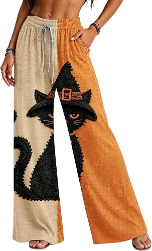 Halloween Pajama Pants Pumpkin Print Bottoms Patchwork Design Lounge Pants
