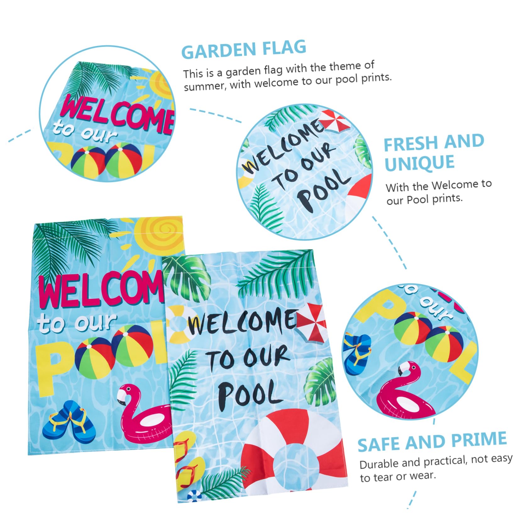 TOYANDONA 5 Sätze Gartenfahne Willkommensflagge Sommer-pool-gartenflagge Outdoor- Außenflagge Dekorationen Für Den Außenbereich Pool-flaggen-dekore Polyestertuch Bunt 2 Stücke * 5