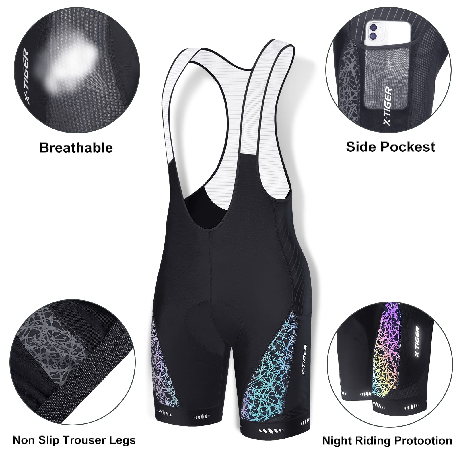 X-TIGER da Ciclismo Uomo 5D Gel Salopette Pantaloncini Corti Imbottiti Set di Abbigliamento Ciclista