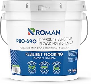 ROMAN PRO-690 Pressure Sensitive Flooring Adhesive – Zero VOC, Releasable or Permanent Install, for LVT, LVP & VCT – 1 Gallon (3.78 L)