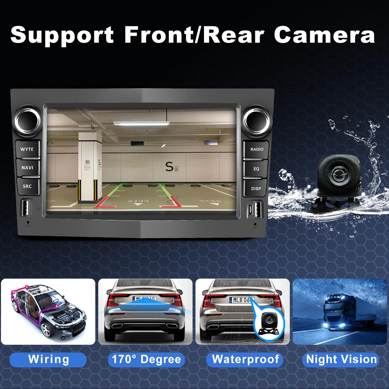 Autoradio per Opel Corsa D/Astra/Zafira/Meriva/Combo con Android Auto e CarPlay Wireless, Bluetooth Car Radio Stereo con Telecamera Retromarcia/Mic/Canbus/App Store/Porta USB(Nero) 2G+32G