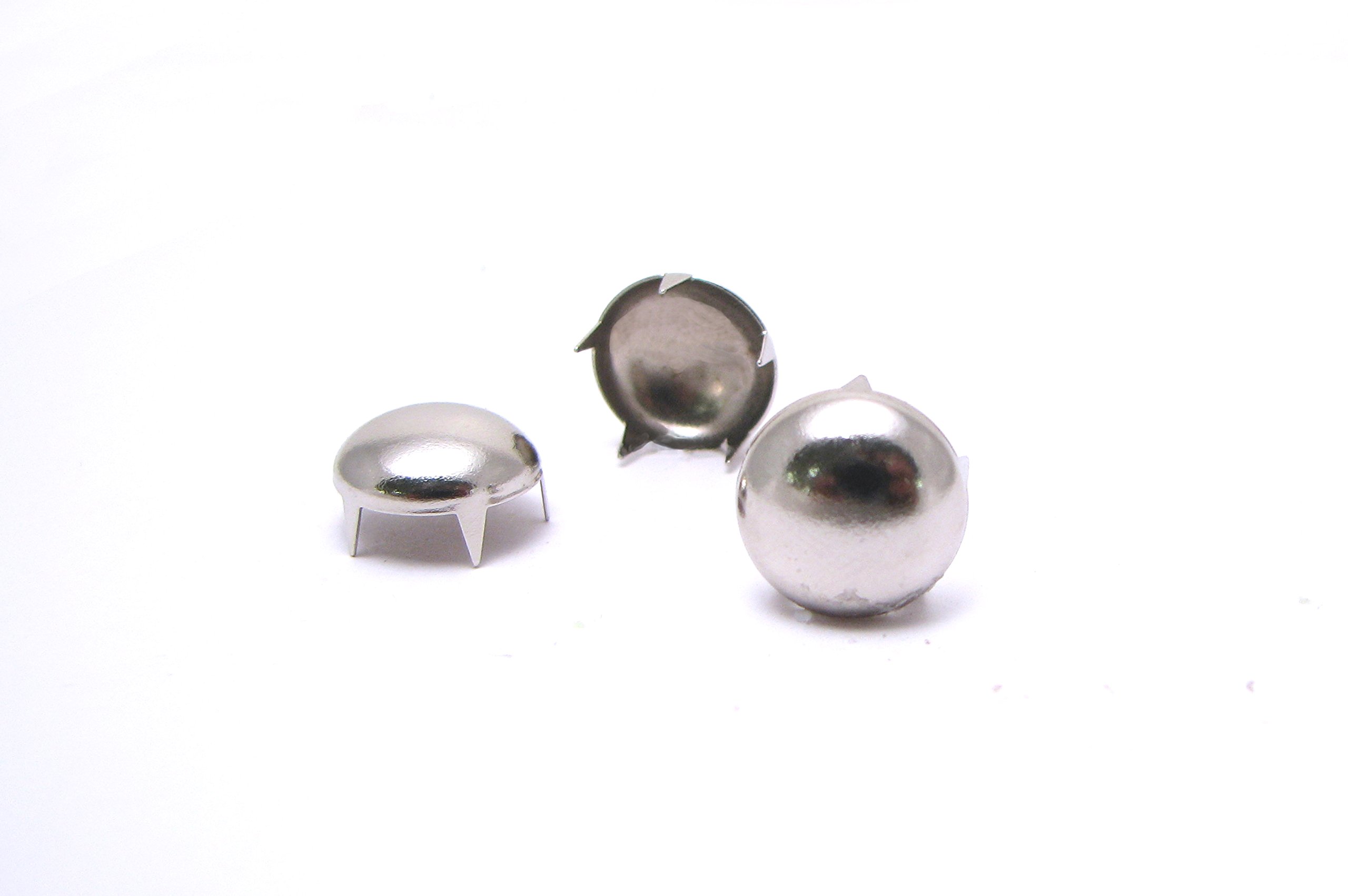 Silver 1/2" (Size 12) Multi-Prong Dome Studs for Lighter Fabrics - Pack of 100 Studs and Spikes