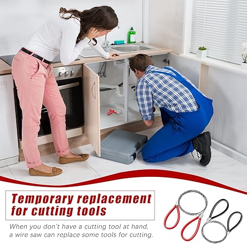 Miniatura 6 de Sierra de cable de acero inoxidable, sierra de alambre de metal, cuerda de bolsillo de mano, herramientas de corte de cuerda de supervivencia de