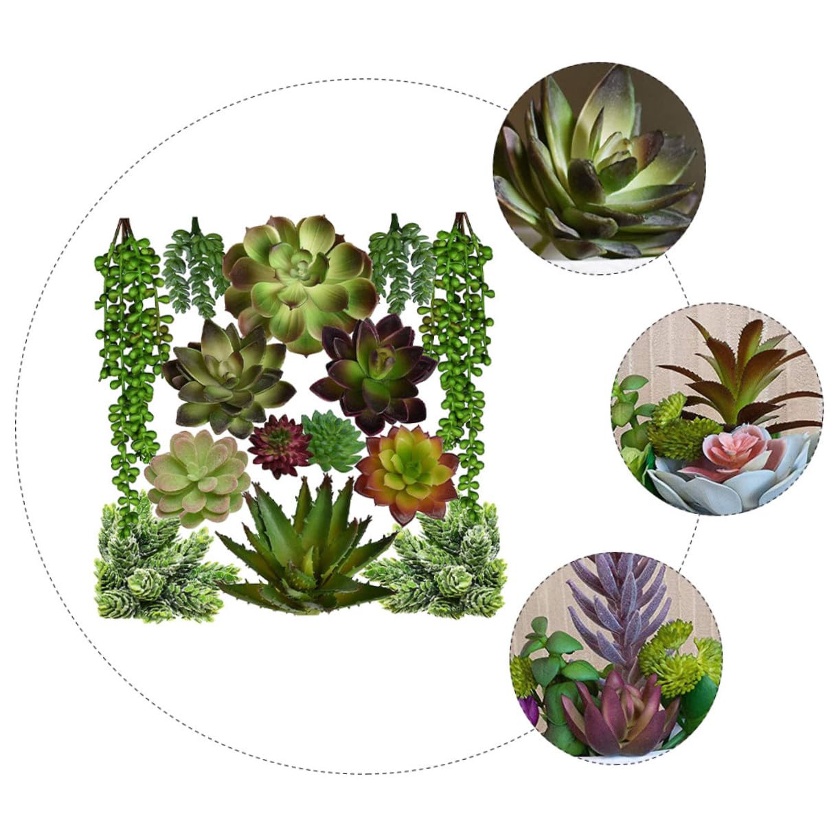 Veemoon 14 Pièces Plantes Artificielles Pot Succulentes Décoratives Vertes pour Compositions Végétales Intérieures et Extérieures Plusieurs Styles