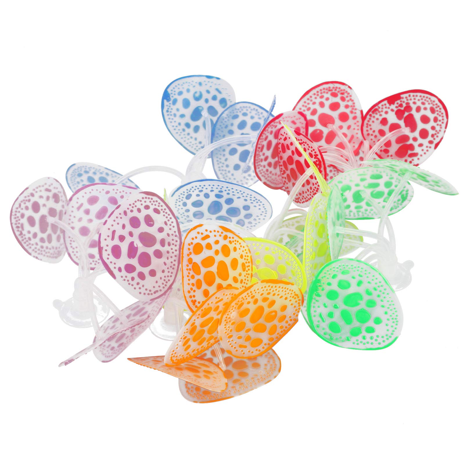 6Pcs Glowing Effect Silicone Artificial Coral Plant Ornament with Suction Cup for Fish Tank Aquarium Landscape Decoration Fish Tank Decorations
