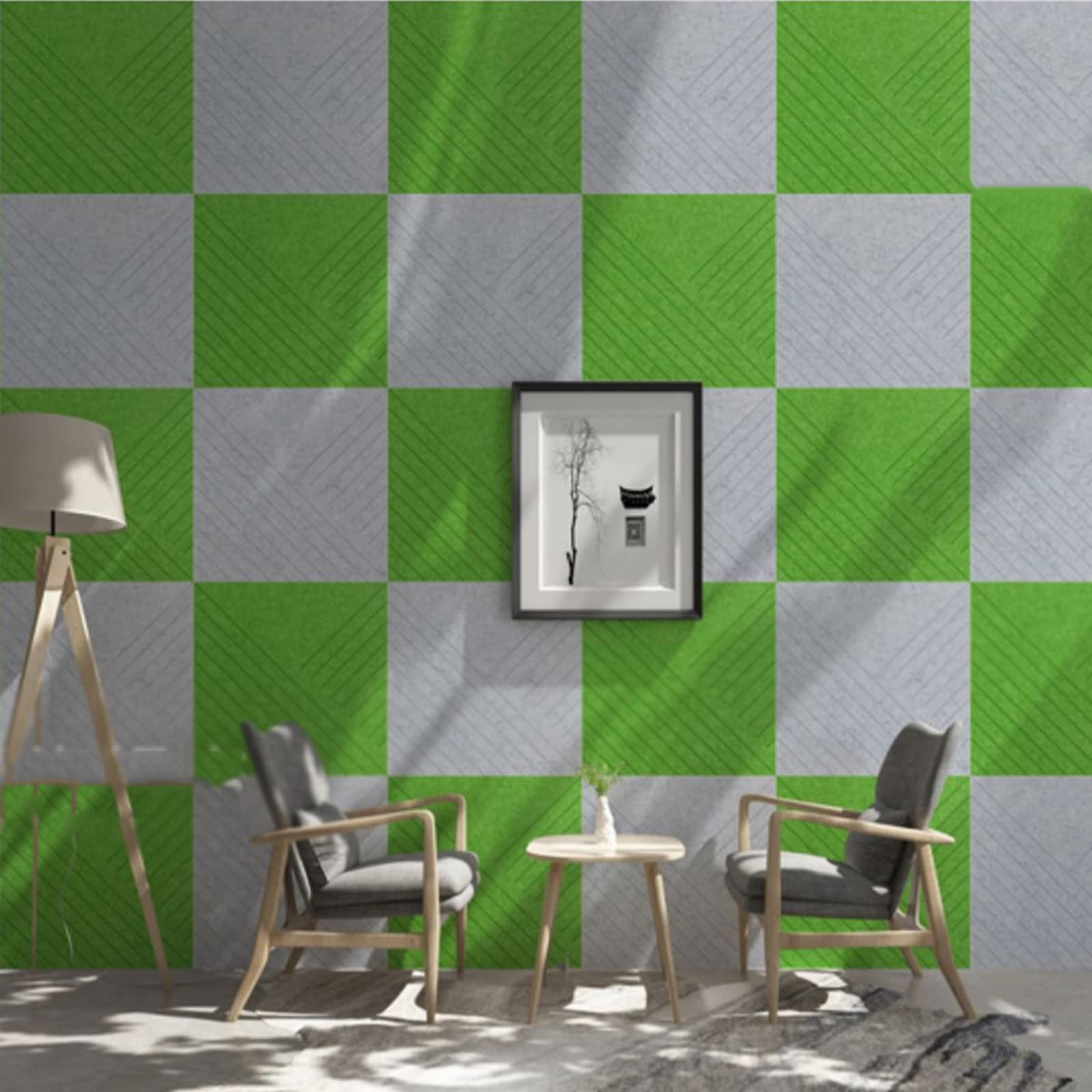 Pannelli fonoassorbenti in schiuma ad alta densità – Confezione da 10 grandi piastrelle acustiche da parete 50 x 50 x 1 cm, per studio teatro e uso domestico, pannelli autoadesivi in feltro per