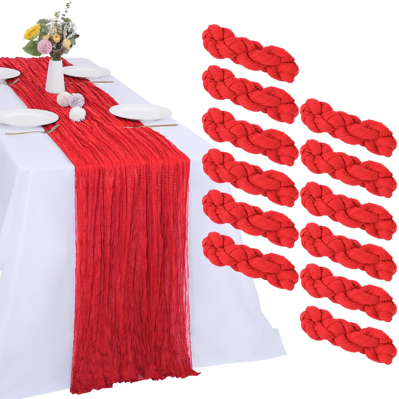 Sage Green Cheesecloth Table Runners - 10 Pack -10