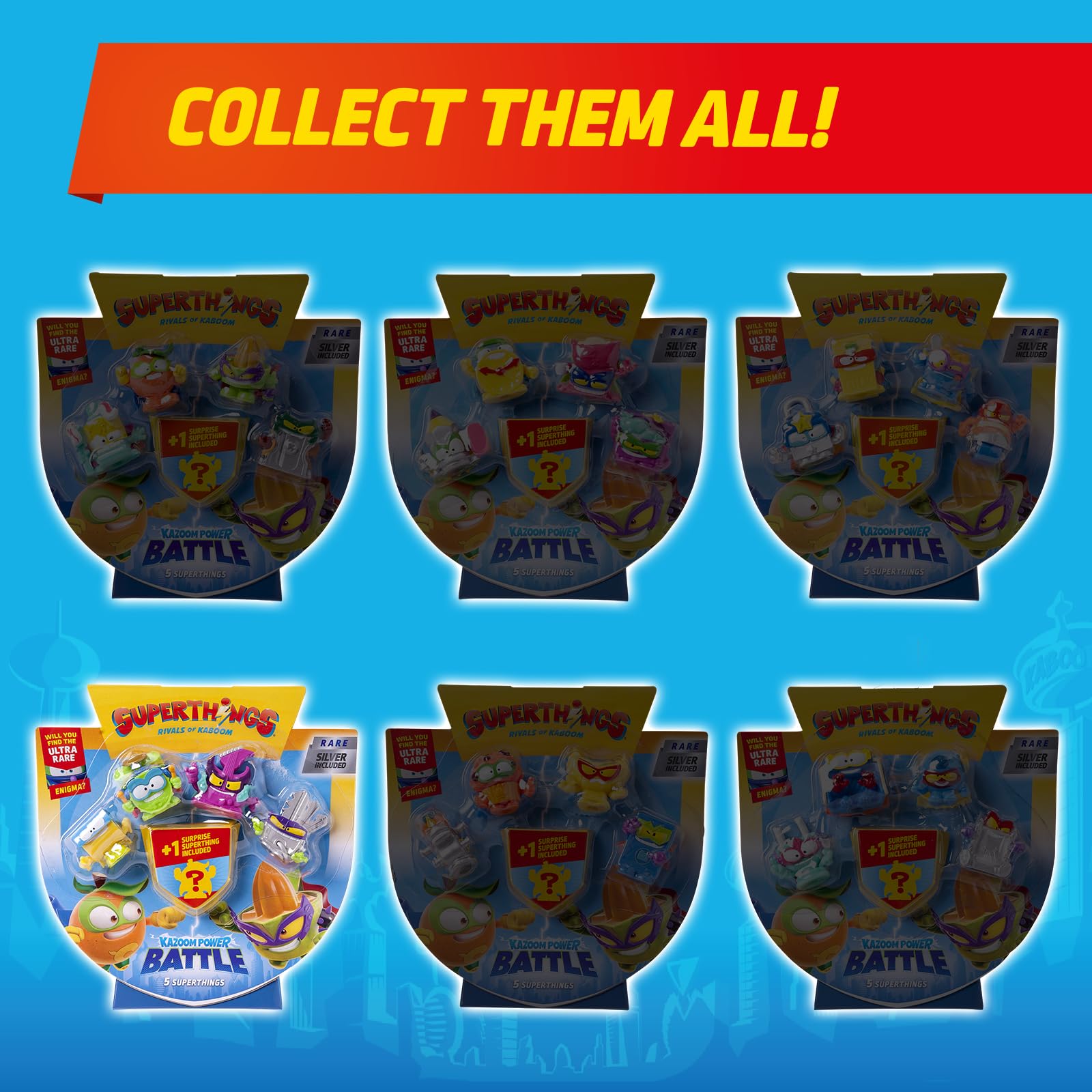 SUPERTHINGS KAZOOM POWER Battle – 5 Pack. Zawartość: 5 figurek Superthings (1 niespodzianka i 1 srebrny kapitan). Zestaw 2/6