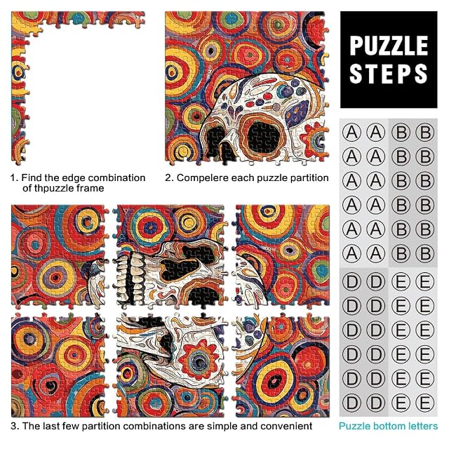 Foto 3 de 6 de Puzzle de 1000 Piezas para Adultos Arte Pop de Calavera Flotante Juguetes Juegos Educativos Antiestrés…