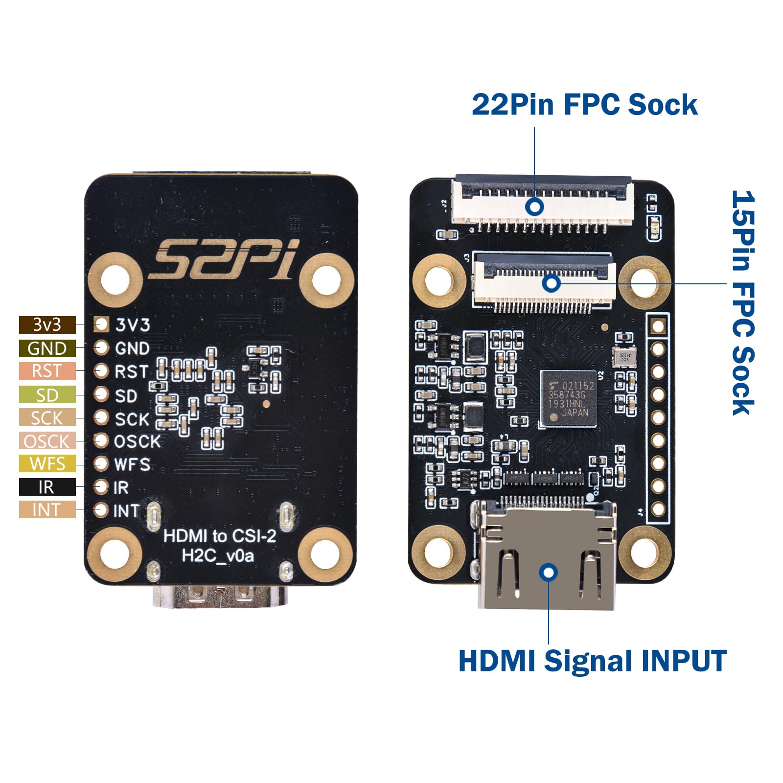 Adaptador HDMI a CSI-2 para Raspberry Pi 5, 4B, 3B+, 3B+, Pi Zero, y Zero 2 W, compatible con entrada HDMI a 1080p @ 30 fps