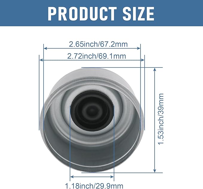 4 tapones ant polvo para buje de rueda de eje remolque 2.72 pulg miniatura 3