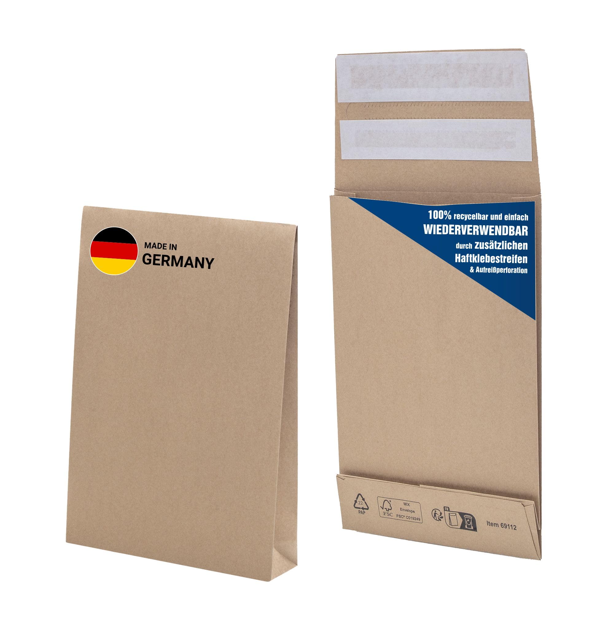 BongE-Green Kraft Mailer 229x162x40mm 120GSM Peel & Seal