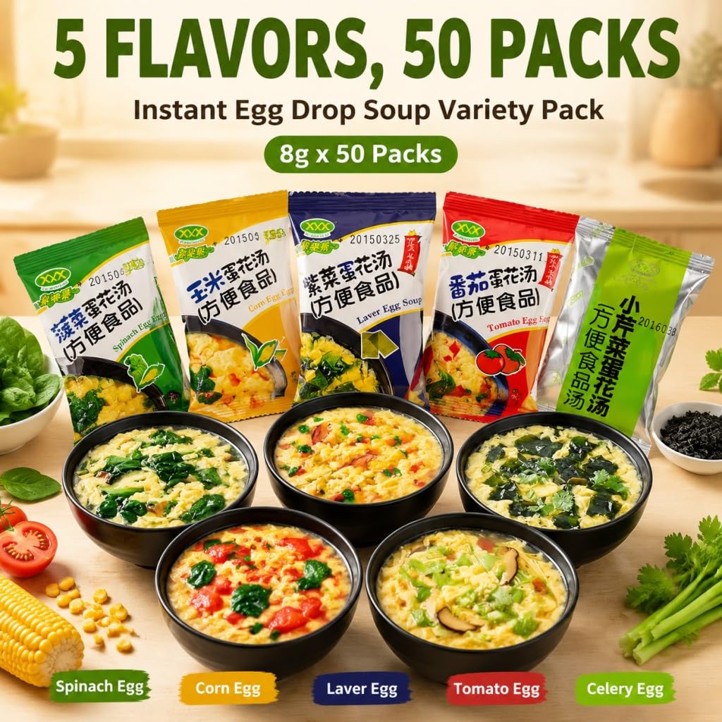 Paquete De 8gx50 Mezcla Sopa Instantánea, 5 Sabores, Verduras Liofilizada, Preparación Fácil For Llevar