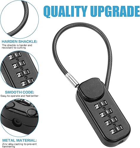 Miniatura 2 de YAODHAOD Candados de cable con combinación, candados de combinación de 4 dígitos, cerradura de viaje para maletas y bolsa para casillero escolar,