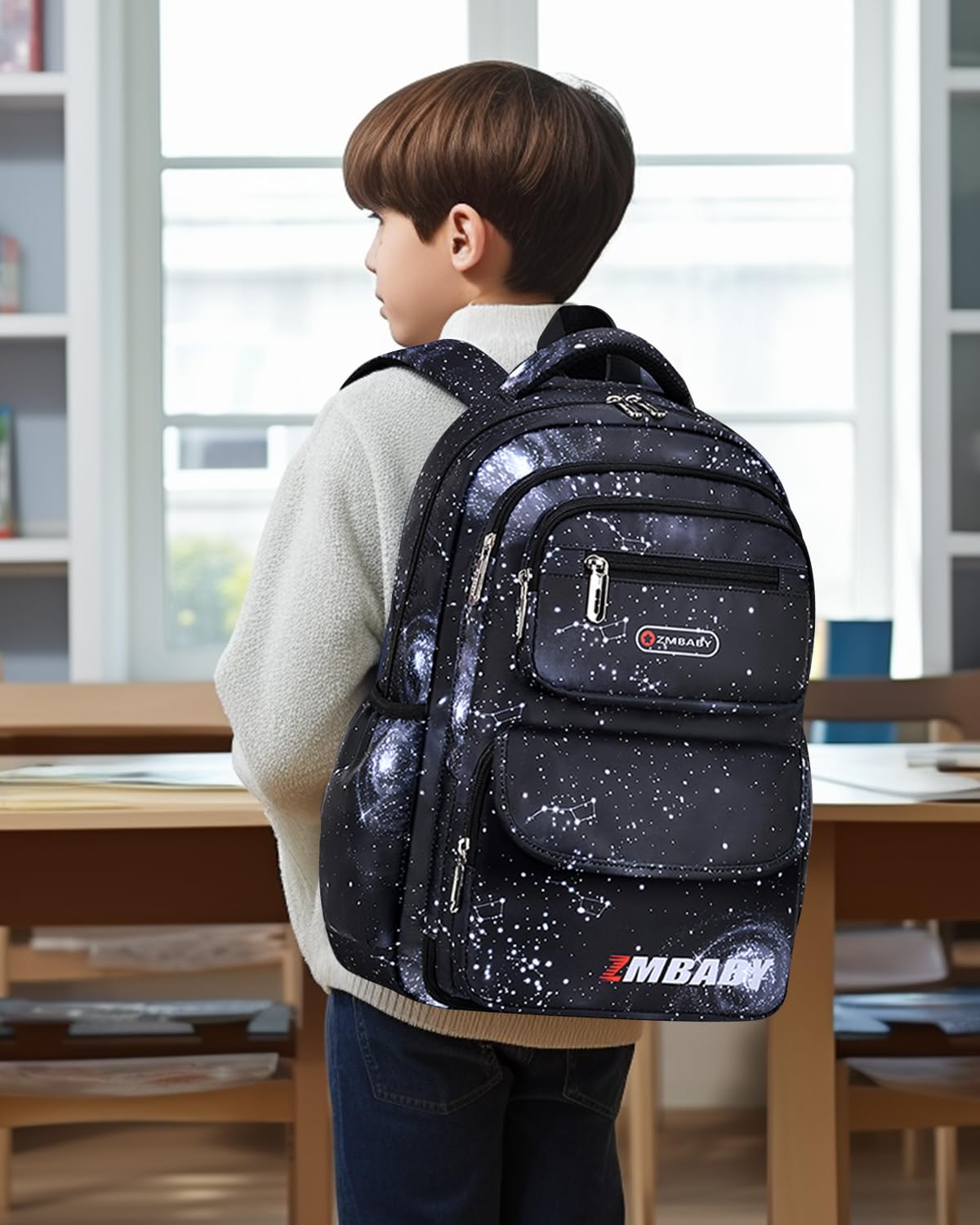 Amythe Sac A Dos Enfants, Cartable Garcon Primaire pour Les Classes 1 à 5, Sac à Dos Ergonomique Etanche Nylon Grande Capacité, Élégant Sacs Garçons pour L'école et les Voyages
