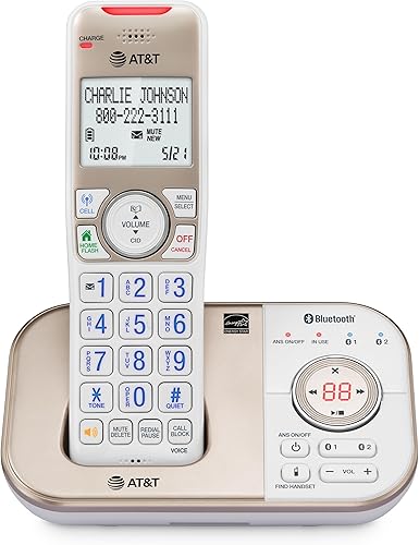 Miniatura 17 de AT&T Teléfonos inalámbricos para el hogar con contestador automático, 4 auriculares DECT 6.0 Bluetooth expandible, bloqueo inteligente de llamadas