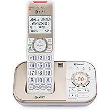 AT&T 1-Handset DECT 6.0 Bluetooth Expandable Cordless Phone for Home with Answering Machine, Smart Call Blocking, Caller ID, Bluetooth Connect to Cell BL3112 Champagne Gold/White