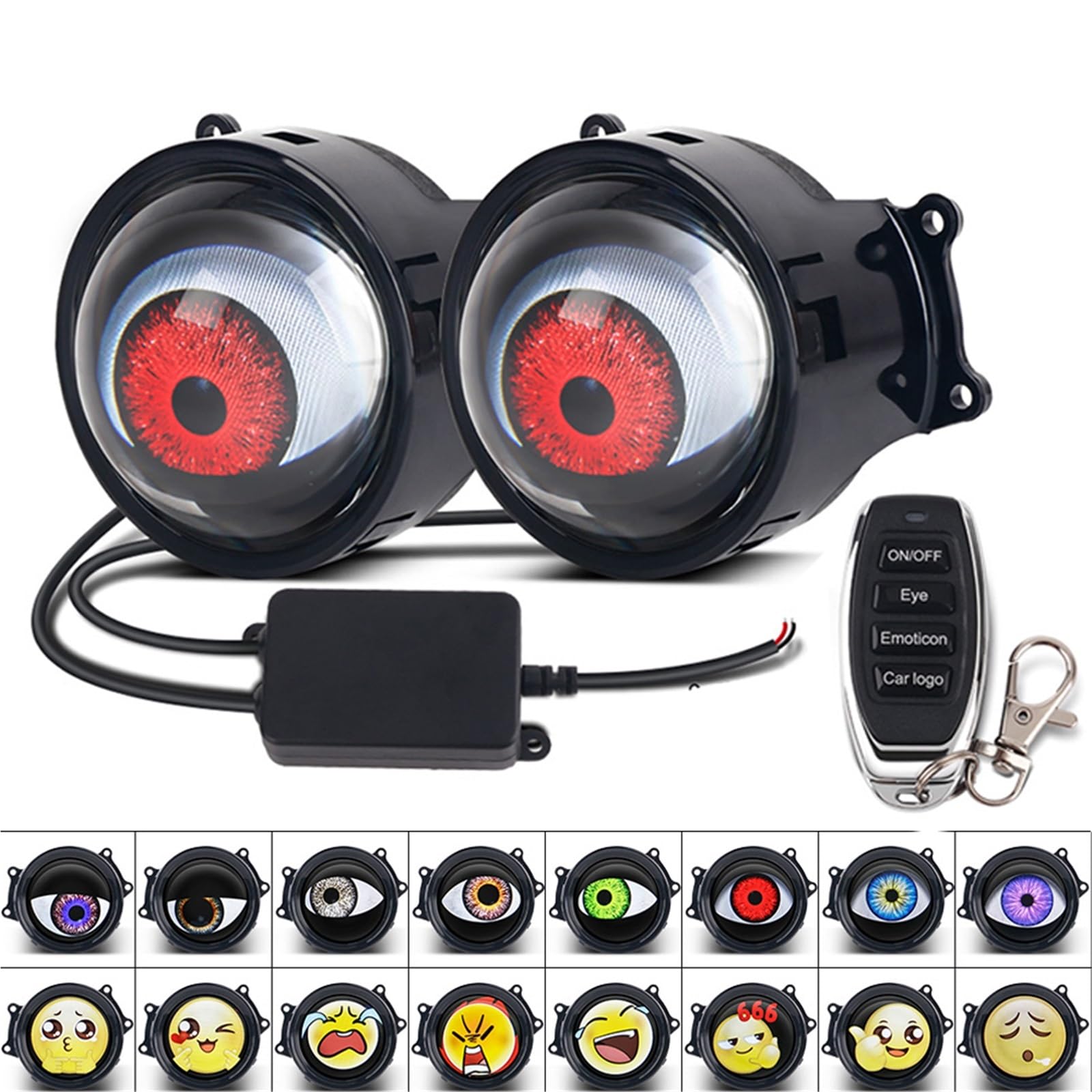 Faro Moto Fari Per Moto Devil Eye LED Fendinebbia | 1 paio di fari per moto Devil Eye, decorazione fantastica gruppo luci a LED dinamico modificato