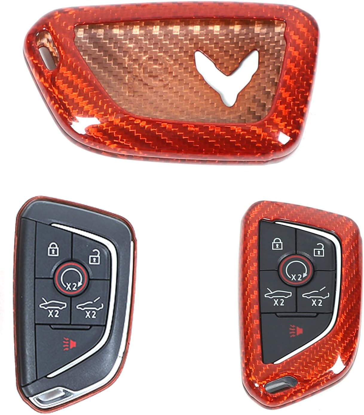 Key Fob Case Cover for Chevrolet Corvette C8 2020-2025, Real Carbon Fiber Key Fob Remote Cover Shell Car Key Protection (Orange)