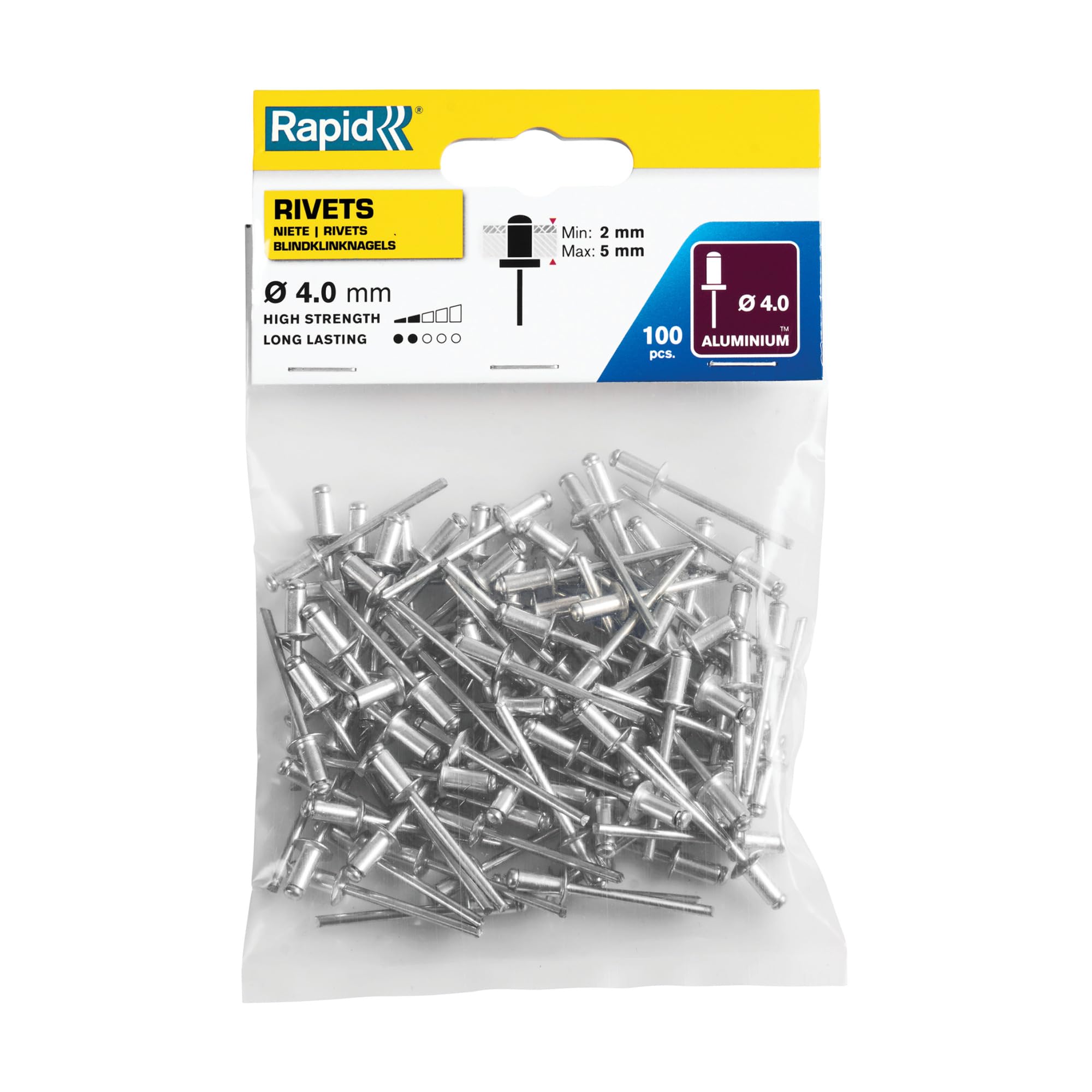 Rapid Rivets Aluminum Rivets 4x8mm - 100 Piece DIY Fastener Kit