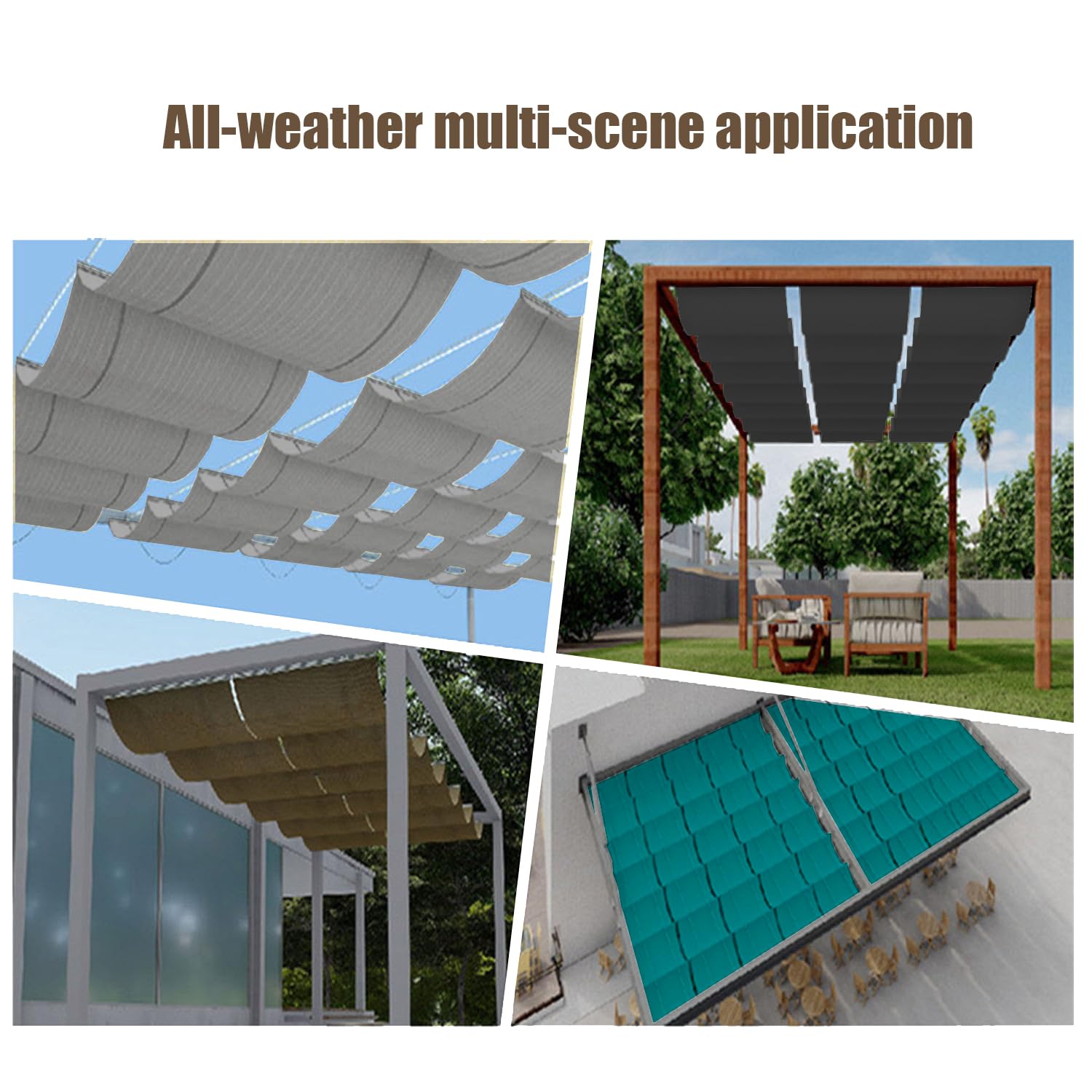 Einziehbar Welle Sonnensegel 1.2x4.5M(BxL), Verstellbar Schattenabdeckung, Wasserdicht Sonnenschutz Sonnenschutz Schutz vor UV- Strahlungen für Pergola Garten Schattenabdeckung - Weiss