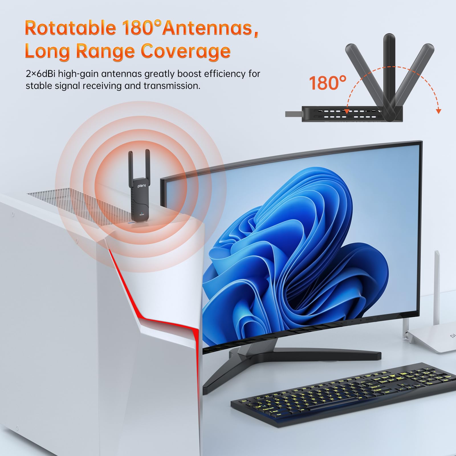 BE6500 Adaptateur WiFi 7 USB pour PC, tri-bande 6 GHz/5 GHz/2,4 GHz