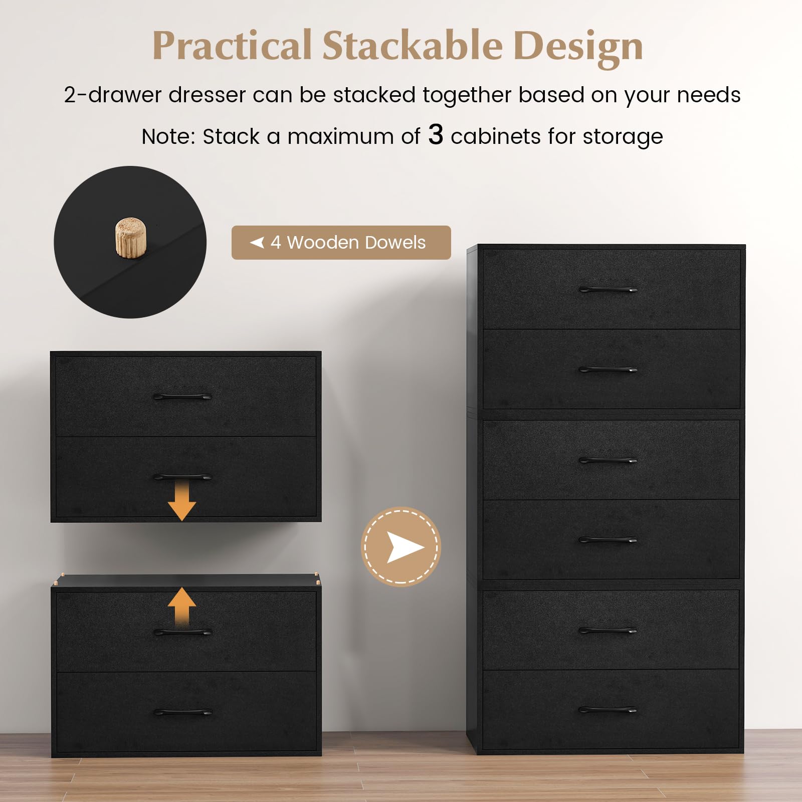 Amazon.com: MAT EXPERT 2-Drawer Dresser, Stackable Wooden Lateral File  Cabinet w/Anti-tilt Kit, Low Chest of Drawers for Bedroom, Horizontal  Stacking Storage Cabinet for Study Living Room Office (1, Black) : Home &