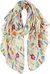 GERINLY Scarfs pour les femmes Écharpes et écharpes en coton imprimé aux oiseaux floraux légers pour le châle de printemps