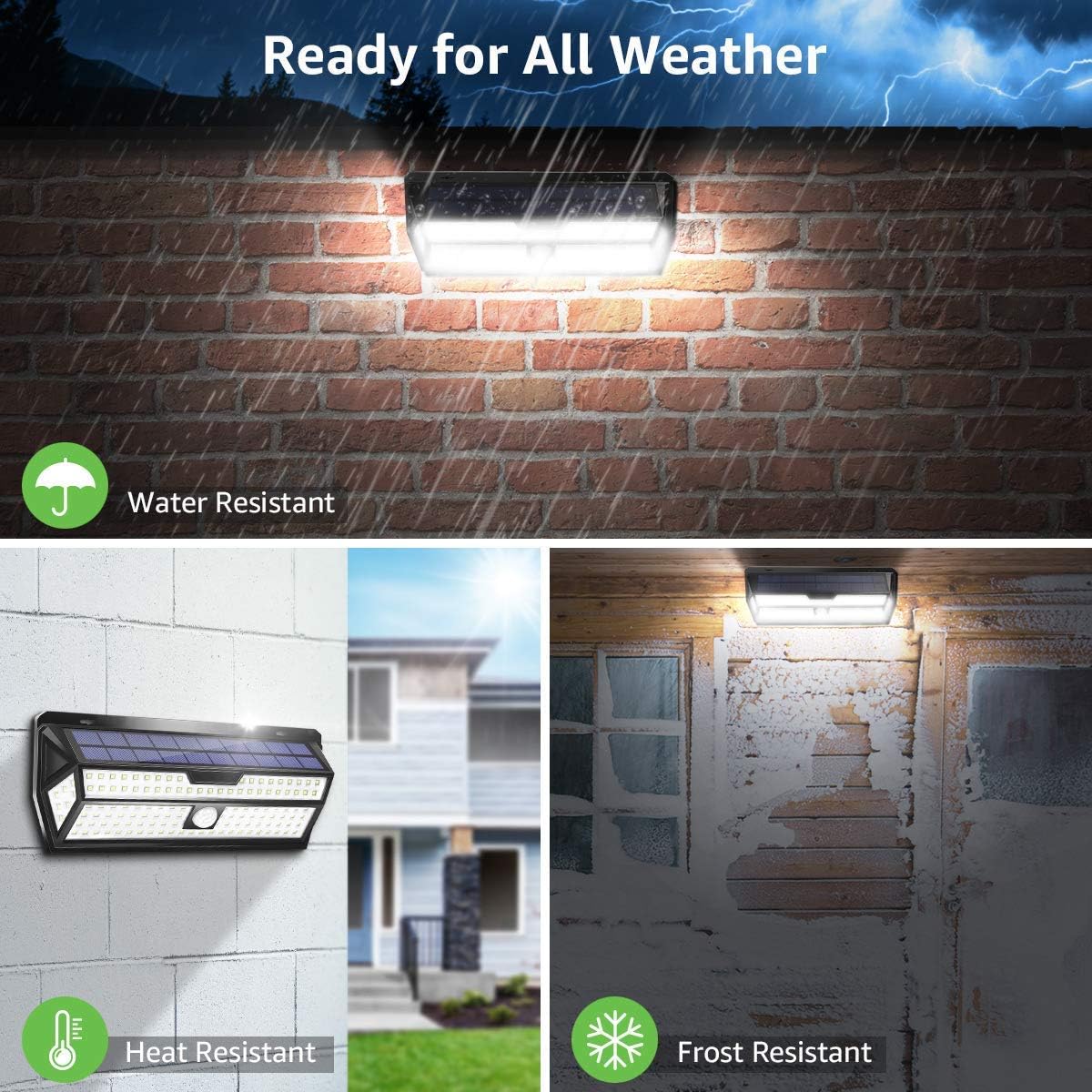 LE Solar Lights Outdoor, Motion Sensor Lights, 132 LED 270° Wide Angle, Waterproof Wireless Security Lights for Front Door, Garage, Yard and More