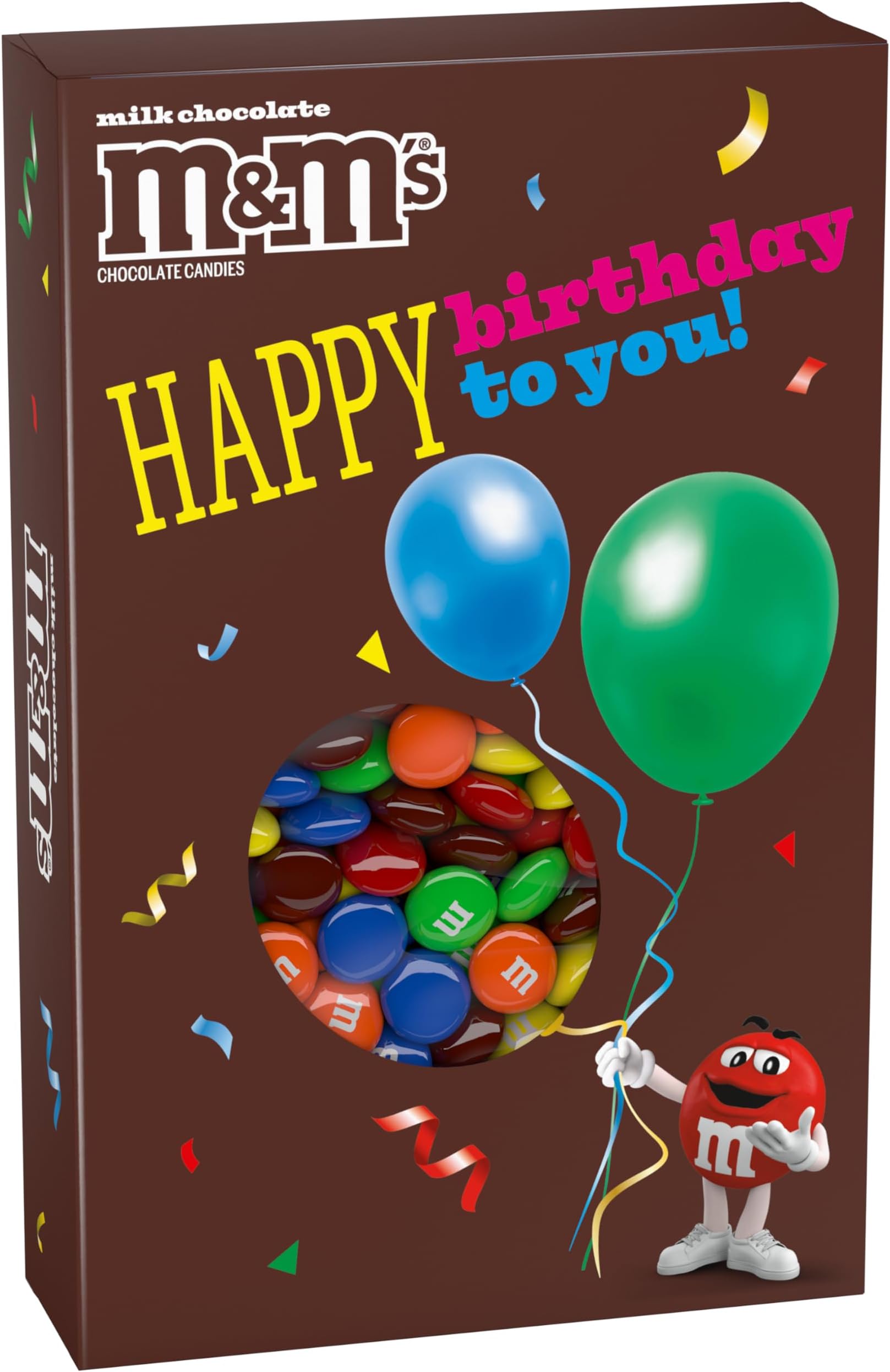 M&M'S Milk Chocolate Candy Happy Birthday Card and Gift Box All in One Birthday Present for All Ages, 10 Oz Box
