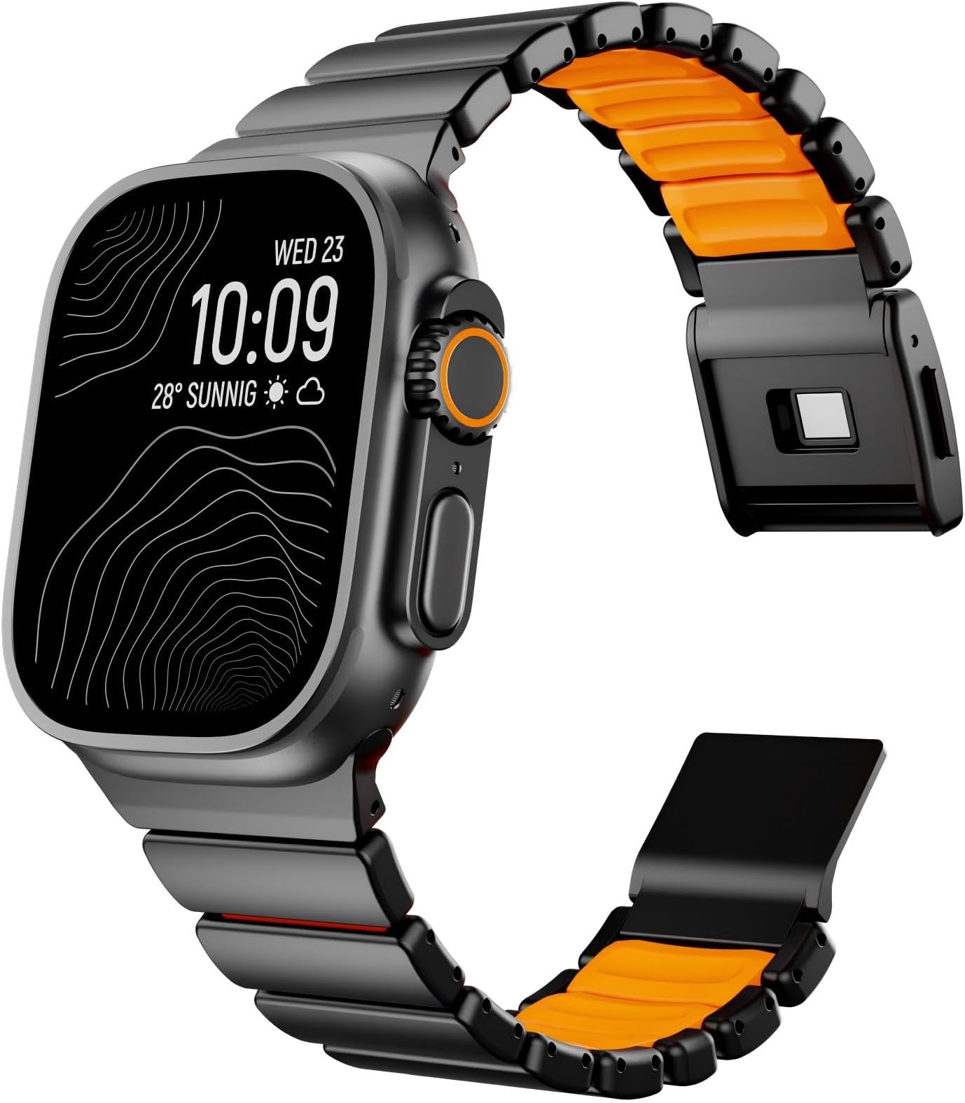 KADES Grade 2 Titanium & Silicone Magnetic Link Band for Apple Watch Ultra 3/2/1 49mm 46mm 45mm 44mm – Secure Clasp, Lightweight Sport Bracelet for iWatch Series 11 10 9 8 7 6 5 4 SE Men Women