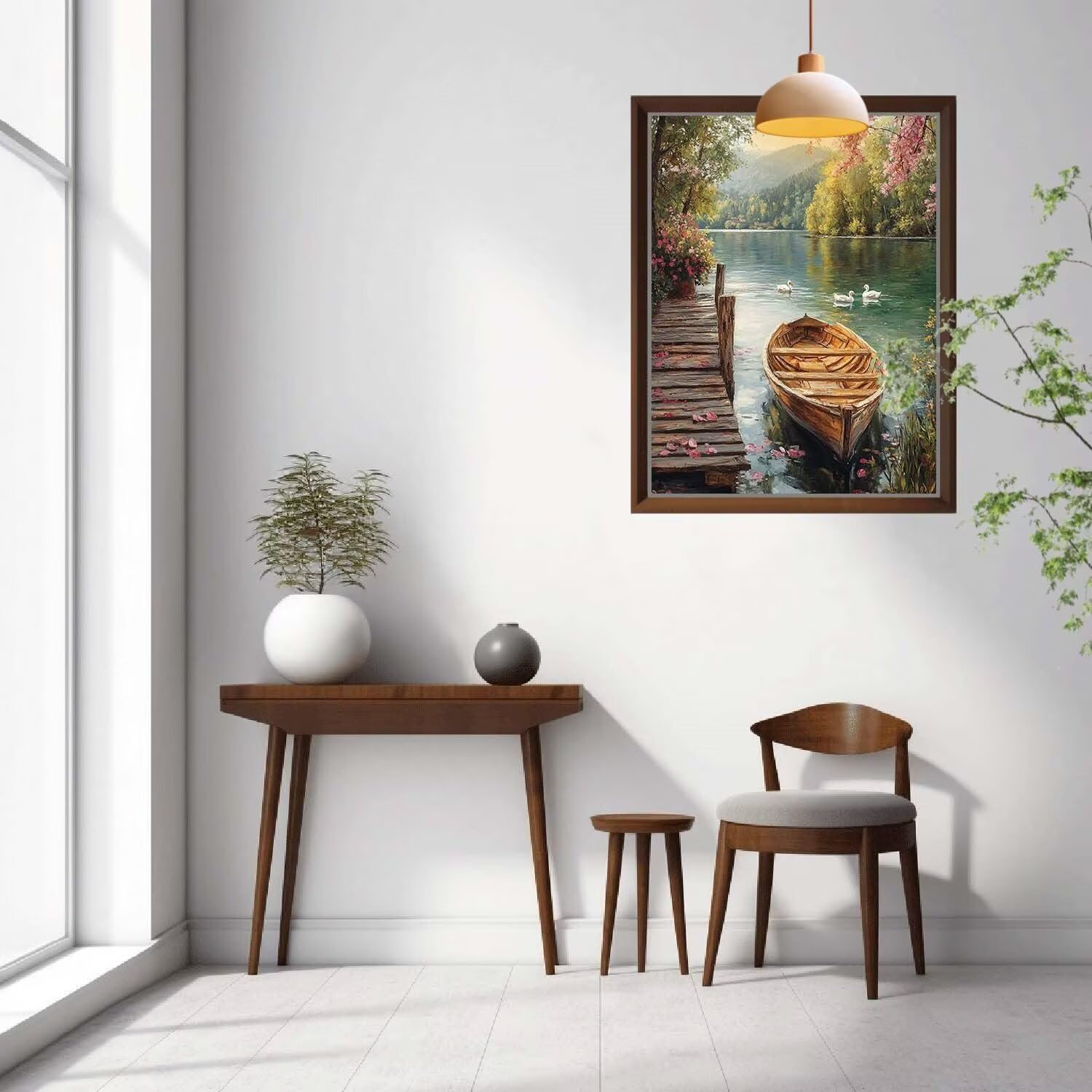 Barca,Anatra Kit per Dipingere con i Numeri,Fai da Te Quadri da Dipingere Numerati per Hobby Creativi Adulti,Kit di Pittura a Olio su Tela Principianti e Bambini per Decora la Casa 90x120cm 54N-8968