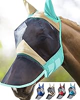Vista 28 de Harrison Howard CareMaster Pro - Máscara luminosa para mosca de caballo, gran espacio para los ojos, nariz larga con orejas, protección UV