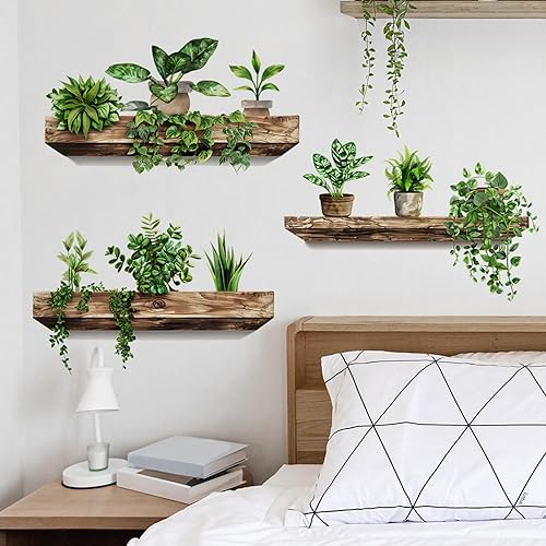 Green Plant Wall Decals 3D Bonsai Tropical Betterfly Wall Sticker