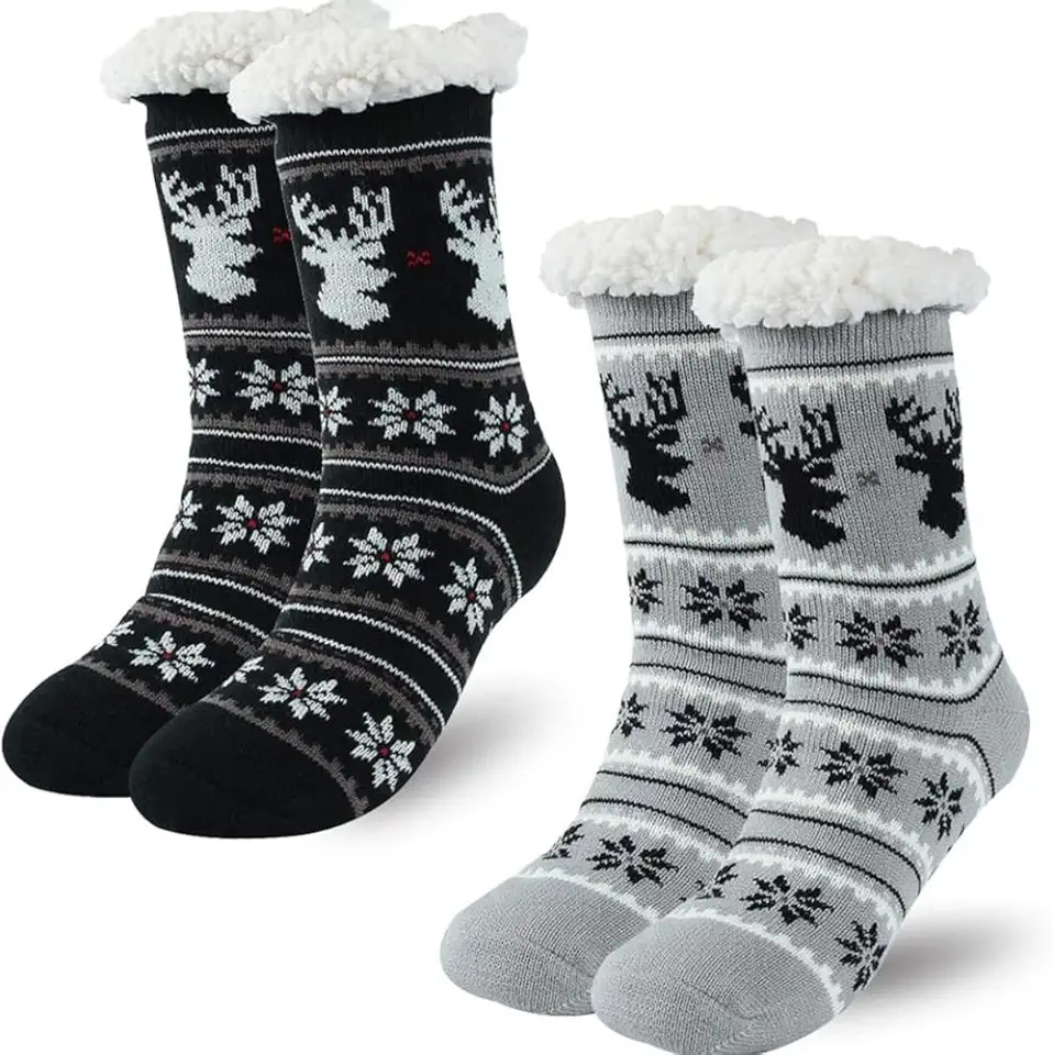 Kit 1/2/3 Par Meia Carneiro Forrada Grossa Inverno Antiderrapante