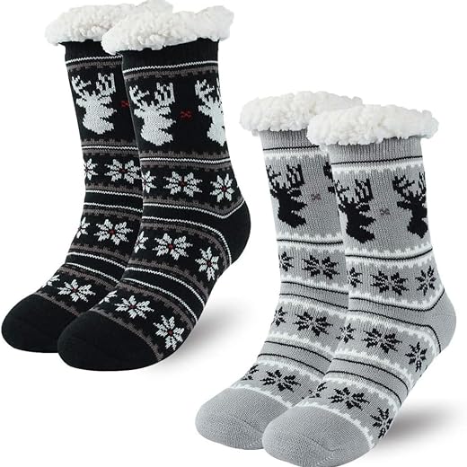 01 Par Meia Carneiro Forrada Grossa Inverno Antiderrapante Top Quente