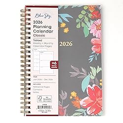 Blue Sky 2026 Weekly and Monthly Planner Calendar, January 2026 - December 2026, 5" x 8", Flexible Frosted Cover, Laminated Tabs, Durable Twin Wire Binding, Sophie