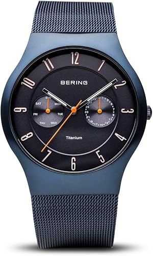 BERING Men Analog Quartz Titanium Collection Watch with Stainless Steel Strap Sapphire Crystal