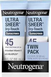 Neutrogena Ultra Sheer Dry-Touch SPF 45 Sunscreen, Broad Spectrum Face & Body, Non-Greasy Water Resistant Travel Size 3oz 2-Pack