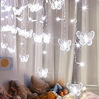 Vista 3 de 120 luces LED de mariposa con enchufe USB, 20 pies, 8 modos de luciérnaga, luces parpadeantes con temporizador Romte, luces de alambre